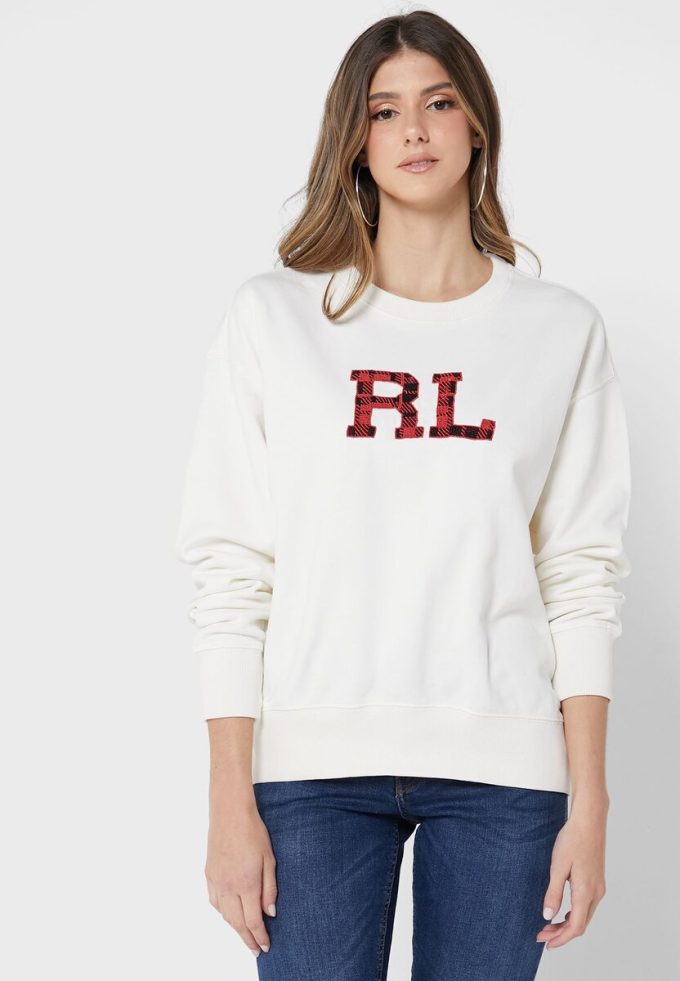 Hanorac tricotat cu grafic Ralph Lauren de damă bej Hanorac tricotat cu grafic Ralph Lauren de damă bej