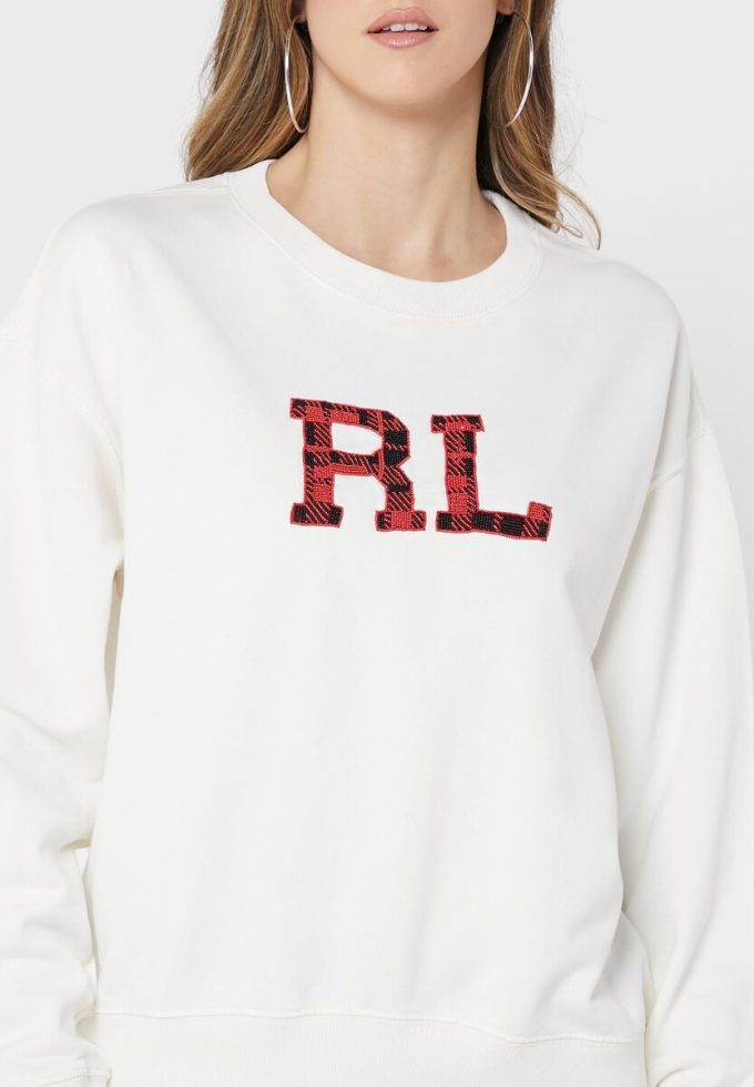 Hanorac tricotat cu grafic Ralph Lauren de damă bej Hanorac tricotat cu grafic Ralph Lauren de damă bej