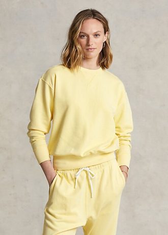Hanorace galbene pentru damă Ralph Lauren din bumbac organic cu gât crew