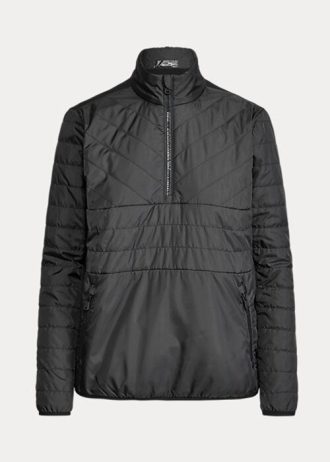 Hanorace negre Ralph Lauren hibride cu fermoar sfert pentru femei Hanorace negre Ralph Lauren hibride cu fermoar sfert pentru femei