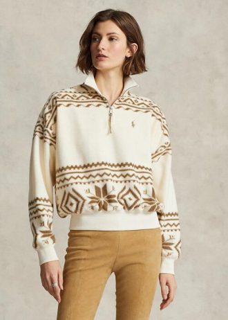 Hanorace pulover din lână, bej, Ralph Lauren, tonuri, cu motiv Fair Isle Hanorace pulover din lână, bej, Ralph Lauren, tonuri, cu motiv Fair Isle
