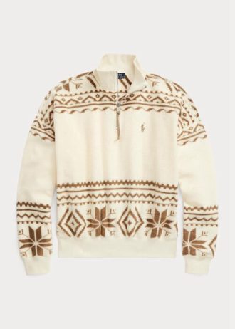 Hanorace pulover din lână, bej, Ralph Lauren, tonuri, cu motiv Fair Isle Hanorace pulover din lână, bej, Ralph Lauren, tonuri, cu motiv Fair Isle
