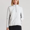 Hanorace Ralph Lauren hibride cu fermoar sfert pentru femei alb/gri