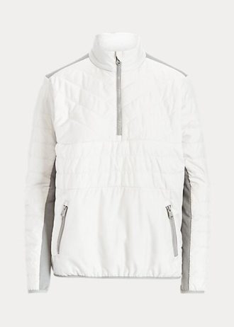 Hanorace Ralph Lauren hibride cu fermoar sfert pentru femei alb/gri