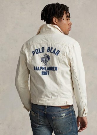 Jachete alb pentru bărbați Ralph Lauren Polo Bear brodate