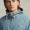 Jachete albastre pentru bărbați Ralph Lauren Indigo Chambray cu glugă Jachete albastre pentru bărbați Ralph Lauren Indigo Chambray cu glugă