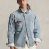 Jachete albastre pentru bărbați Ralph Lauren Micro-Check Indigo denim Jachete albastre pentru bărbați Ralph Lauren Micro-Check Indigo denim