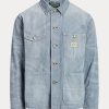 Jachete albastre pentru bărbați Ralph Lauren Micro-Check Indigo denim Jachete albastre pentru bărbați Ralph Lauren Micro-Check Indigo denim