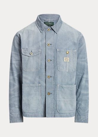 Jachete albastre pentru bărbați Ralph Lauren Micro-Check Indigo denim