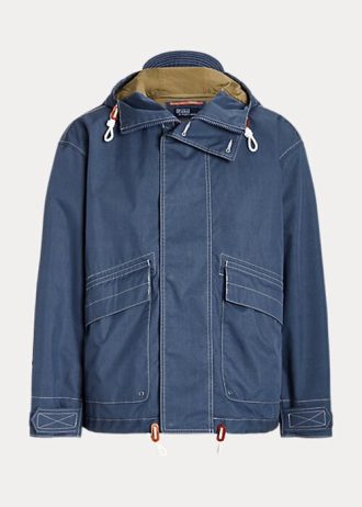 Jachete albastre pentru bărbați Ralph Lauren Twill cu glugă