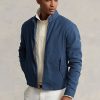 Jachete albastre Ralph Lauren pentru bărbați, în amestec de in, din twill de pește Jachete albastre Ralph Lauren pentru bărbați, în amestec de in, din twill de pește