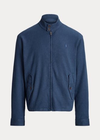 Jachete albastre Ralph Lauren pentru bărbați, în amestec de in, din twill de pește