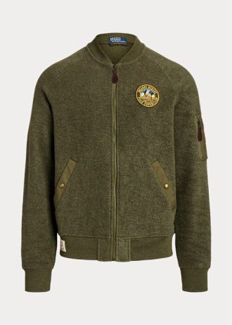 Jachete bomber din lână periată Ralph Lauren verzi pentru bărbați