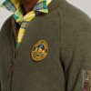 Jachete bomber din lână periată Ralph Lauren verzi pentru bărbați Jachete bomber din lână periată Ralph Lauren verzi pentru bărbați