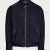 Jachete bomber din piele de căprioară Ralph Lauren pentru bărbați bleumarin Jachete bomber din piele de căprioară Ralph Lauren pentru bărbați bleumarin