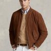 Jachete bomber din piele intoarsa pentru barbati maro Ralph Lauren Jachete bomber din piele intoarsa pentru barbati maro Ralph Lauren