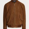 Jachete bomber din piele intoarsa pentru barbati maro Ralph Lauren Jachete bomber din piele intoarsa pentru barbati maro Ralph Lauren