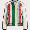 Jachete bomber din satin cu dungi Ralph Lauren multicolore pentru femei Jachete bomber din satin cu dungi Ralph Lauren multicolore pentru femei