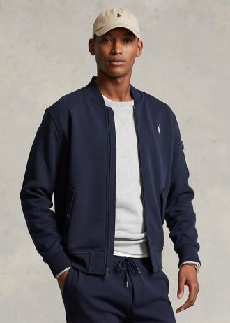 Jachete bomber din tricot dublu Ralph Lauren pentru bărbați bleumarin