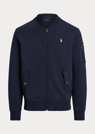 Jachete bomber din tricot dublu Ralph Lauren pentru bărbați bleumarin