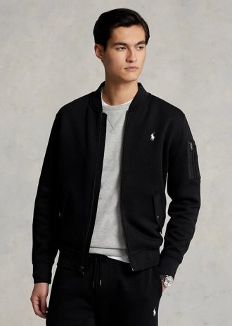 Jachete bomber din tricot dublu Ralph Lauren pentru bărbați negre