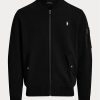 Jachete bomber din tricot dublu Ralph Lauren pentru bărbați negre Jachete bomber din tricot dublu Ralph Lauren pentru bărbați negre