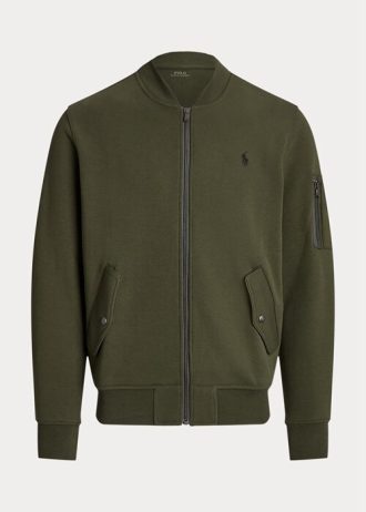 Jachete bomber din tricot dublu Ralph Lauren pentru bărbați Olive