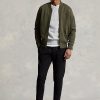 Jachete bomber din tricot dublu Ralph Lauren pentru bărbați Olive Jachete bomber din tricot dublu Ralph Lauren pentru bărbați Olive
