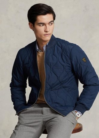 Jachete bomber matlasate pentru bărbați, albastre, Ralph Lauren