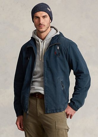 Jachete cu glugă Ralph Lauren denim pentru bărbați bleumarin