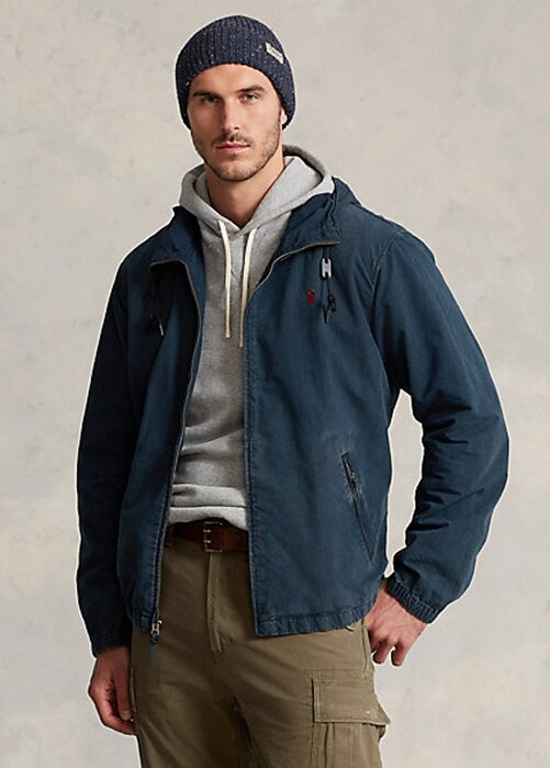 Jachete cu glugă Ralph Lauren denim pentru bărbați bleumarin Jachete cu glugă Ralph Lauren denim pentru bărbați bleumarin