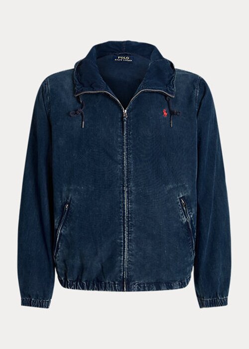 Jachete cu glugă Ralph Lauren denim pentru bărbați bleumarin Jachete cu glugă Ralph Lauren denim pentru bărbați bleumarin