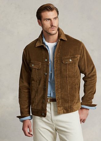 Jachete de camioner din velur stretch maro Ralph Lauren pentru bărbați Jachete de camioner din velur stretch maro Ralph Lauren pentru bărbați