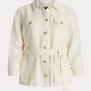 Jachete de in pentru femei Ralph Lauren, cu centură, în smoală Jachete de in pentru femei Ralph Lauren, cu centură, în smoală