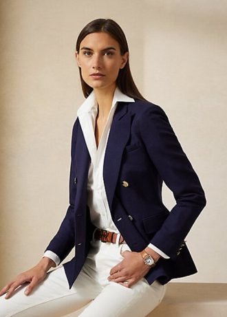 Jachete din crepon de lână Ralph Lauren Camden pentru femei bleumarin Jachete din crepon de lână Ralph Lauren Camden pentru femei bleumarin