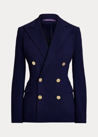 Jachete din crepon de lână Ralph Lauren Camden pentru femei bleumarin Jachete din crepon de lână Ralph Lauren Camden pentru femei bleumarin