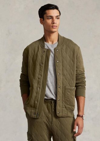 Jachete din jerseu de lux matlasate Ralph Lauren pentru bărbați Olive