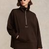 Jachete din lână Ralph Lauren, maro, cu fermoar sfert
