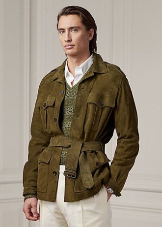 Jachete din piele de căprioară Ralph Lauren pentru bărbați Olive