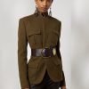 Jachete din sarg din amestec de lână Ralph Lauren Rhodri pentru femei Olive Jachete din sarg din amestec de lână Ralph Lauren Rhodri pentru femei Olive