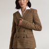 Jachete din tweed cu carouri Ralph Lauren Donaldson de damă maro