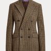 Jachete din tweed cu carouri Ralph Lauren Donaldson de damă maro