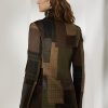 Jachete din tweed cu patchwork Ralph Lauren Hailey maro/măsliniu