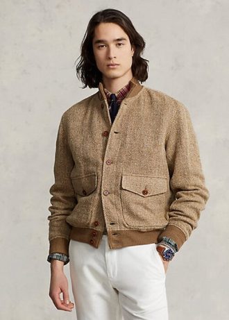 Jachete din tweed din amestec de in Ralph Lauren maro pentru bărbați Jachete din tweed din amestec de in Ralph Lauren maro pentru bărbați