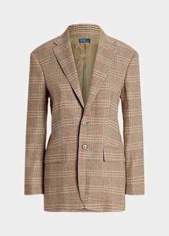 Jachete din tweed din lână și in carouri Ralph Lauren de damă maro Jachete din tweed din lână și in carouri Ralph Lauren de damă maro
