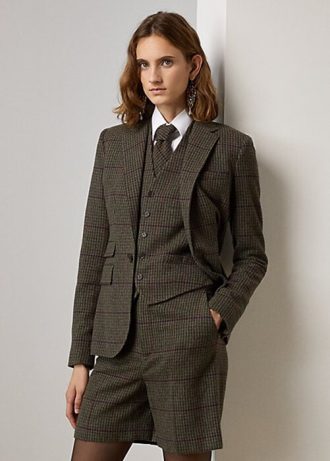 Jachete din tweed în carouri Ralph Lauren Parker pentru femei de măslinie/maro Jachete din tweed în carouri Ralph Lauren Parker pentru femei de măslinie/maro