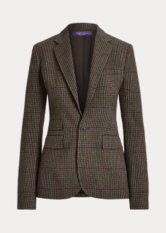 Jachete din tweed în carouri Ralph Lauren Parker pentru femei de măslinie/maro Jachete din tweed în carouri Ralph Lauren Parker pentru femei de măslinie/maro
