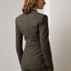 Jachete din tweed în carouri Ralph Lauren Parker pentru femei de măslinie/maro
