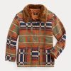 Jachete jacquard cu guler de shearling Ralph Lauren portocalii pentru femei