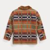 Jachete jacquard cu guler de shearling Ralph Lauren portocalii pentru femei